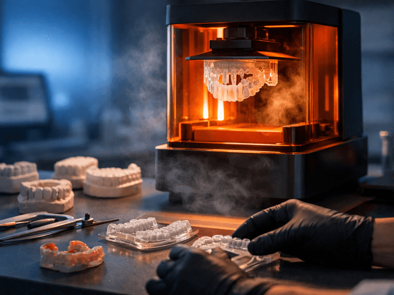 Hero image for the article "How 3D Printing Is Changing Dental Lab Workflows in 2026"